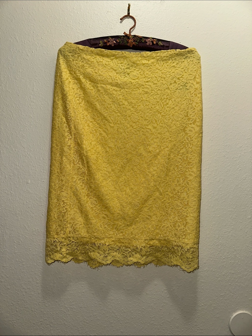 Liz Claiborne Yellow Lace Midi Skirt